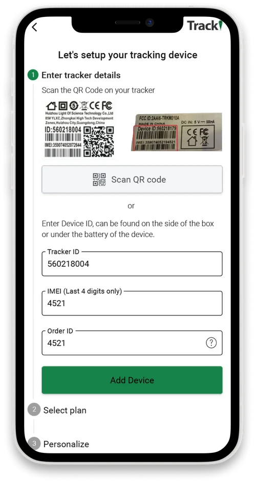 TrackiPro activation screen